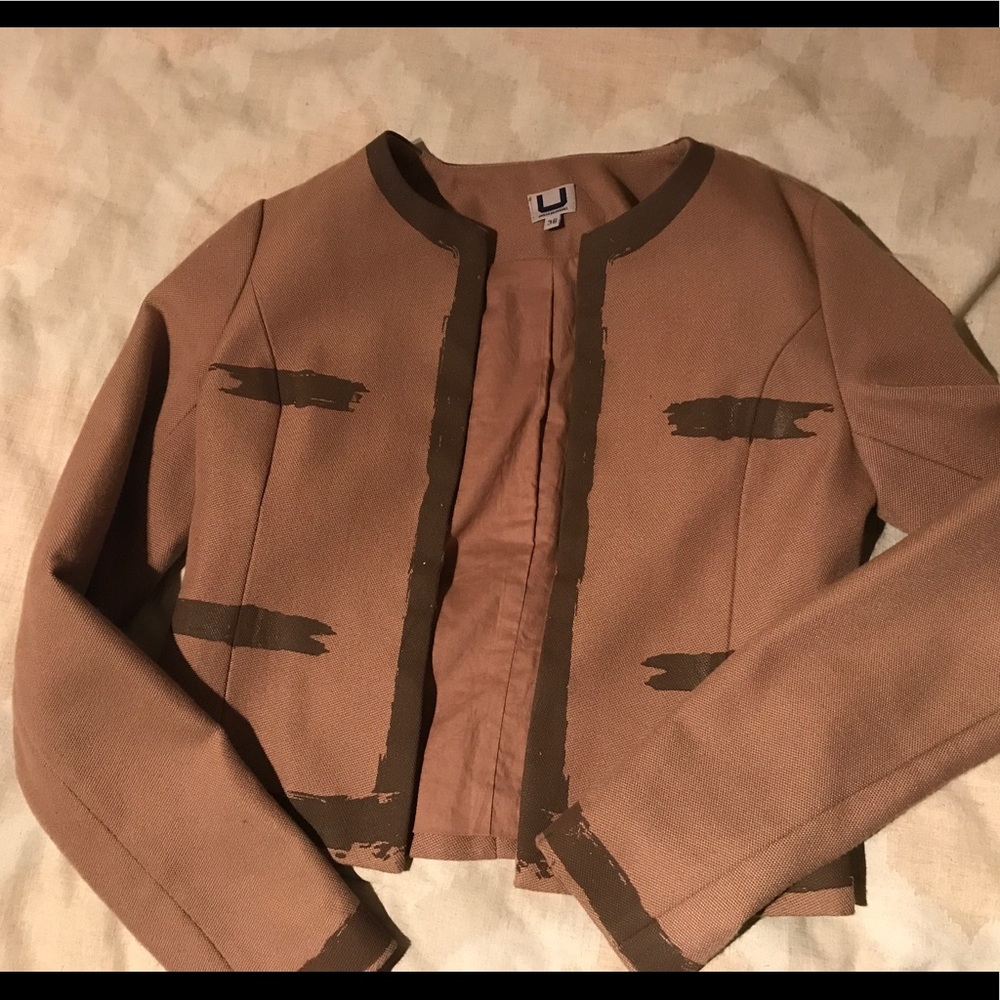 COPY - Tan Massimo Dutti jacket coat with painted trim